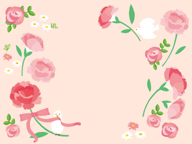 иллюстрация к дню матери - rose mothers day flower pink stock illustrations