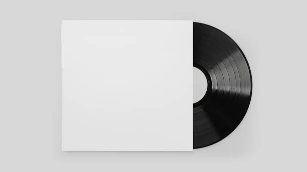 istock White Vinyl Record Mockup, Blank record album with disk 3d rendering isolated on light background 1298233013