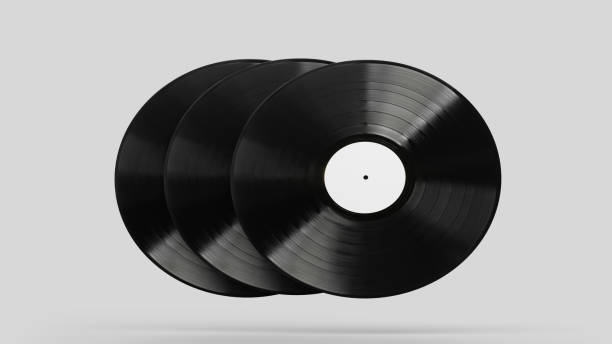 istock White Vinyl Record Mockup, Blank record album with disk 3d rendering isolated on light background 1298233017