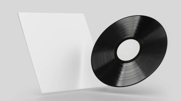 istock White Vinyl Record Mockup, Blank record album with disk 3d rendering isolated on light background 1298233020