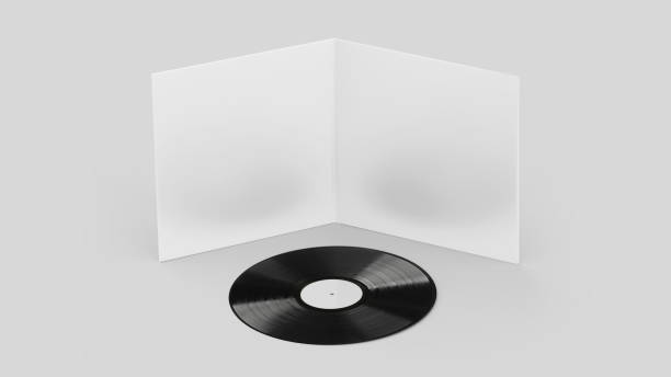 istock White Vinyl Record Mockup, Blank record album with disk 3d rendering isolated on light background 1298233033