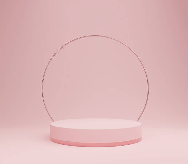 istock Podium pink pastel background Mock up Minimal scene display product presentation, 3d rendering 1298233036
