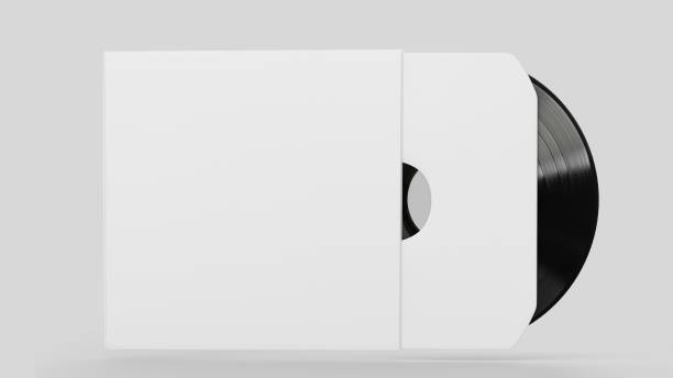 istock White Vinyl Record Mockup, Blank record album with disk 3d rendering isolated on light background 1298233038