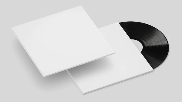 istock White Vinyl Record Mockup, Blank record album with disk 3d rendering isolated on light background 1298233039