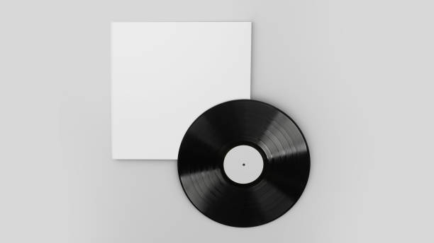 istock White Vinyl Record Mockup, Blank record album with disk 3d rendering isolated on light background 1298233041