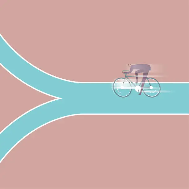 Vector illustration of Businessman riding bicycle on the road.