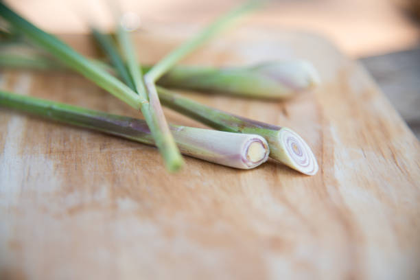 istock Close up green lemon grass in cooking concept. 1298239713