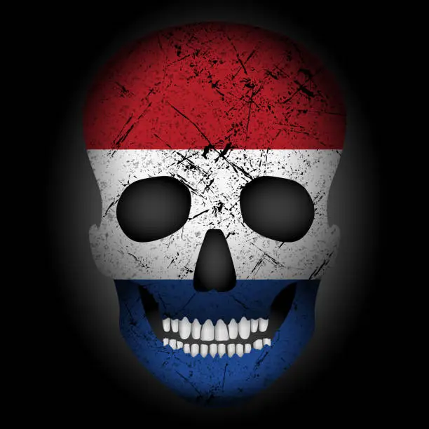 Vector illustration of Skull flag Netherlands