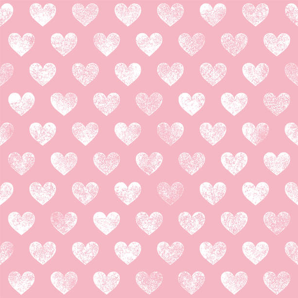 ilustrações de stock, clip art, desenhos animados e ícones de seamless pattern with hearts - pink backgrounds geometric shape textured