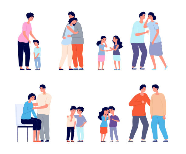 Family Consoled Cartoon Supportive Friend Grief Or Depression Comforted  Husband Support Wife Mother Hugging Sad Kid Utter Vector Concept Stock  Illustration - Download Image Now - iStock