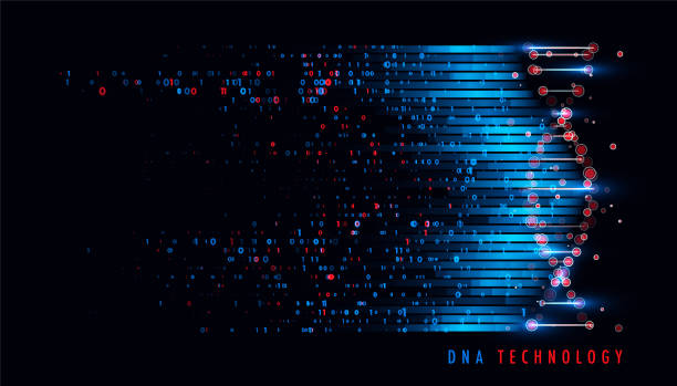 Big genomic data visualization Big genomic data visualization. DNA test, genom map. Graphic concept for your design health technology stock illustrations