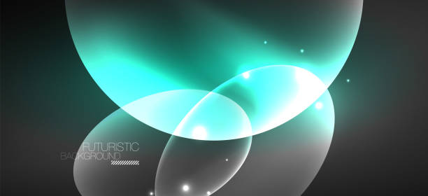 istock Neon ellipses abstract backgrounds. Shiny bright round shapes glowing in the dark. Vector futuristic illustrations for covers, banners, flyers and posters and other 1298251165