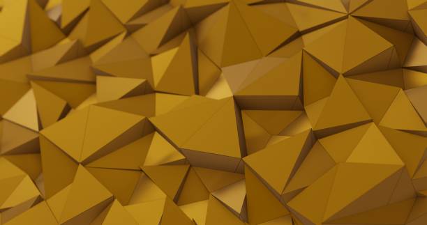 istock Abstract gold geometric shapes. 3d illustration, 3d rendering 1298255538