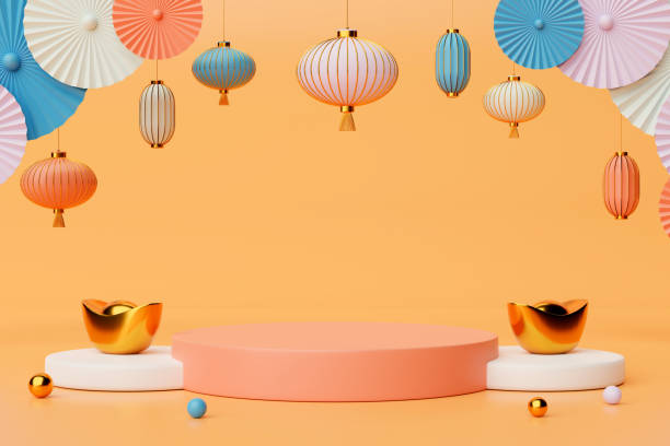 istock 3d render Chinese New Year day empty podium. 1298255780