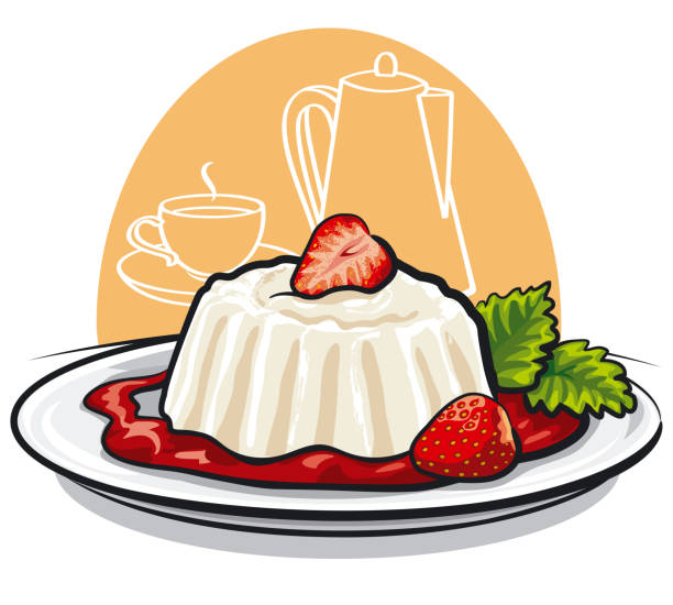 illustrations, cliparts, dessins animés et icônes de dessert au lait - custard