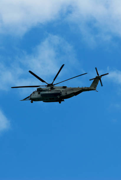 Miramar, California, USA - September 24, 2023: The rotor of a US Marince Corps CH-53 Sea Stallion helicopter on display America's Airshow 2023.