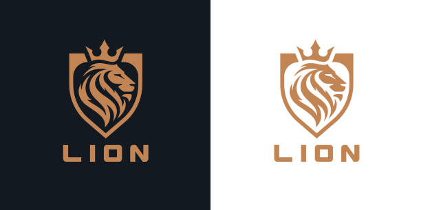 ภาพประกอบสต็อกที่เกี่ยวกับ “ไอคอนโล่สิงโตทอง - lion feline”