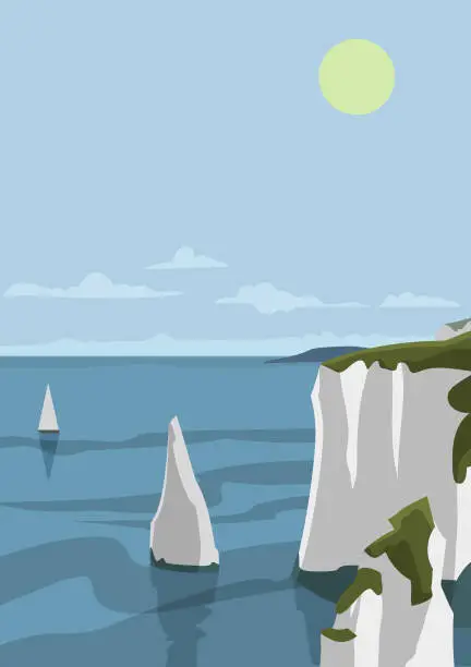 Vector illustration of White Cliffs of Dover - England - vector illustration