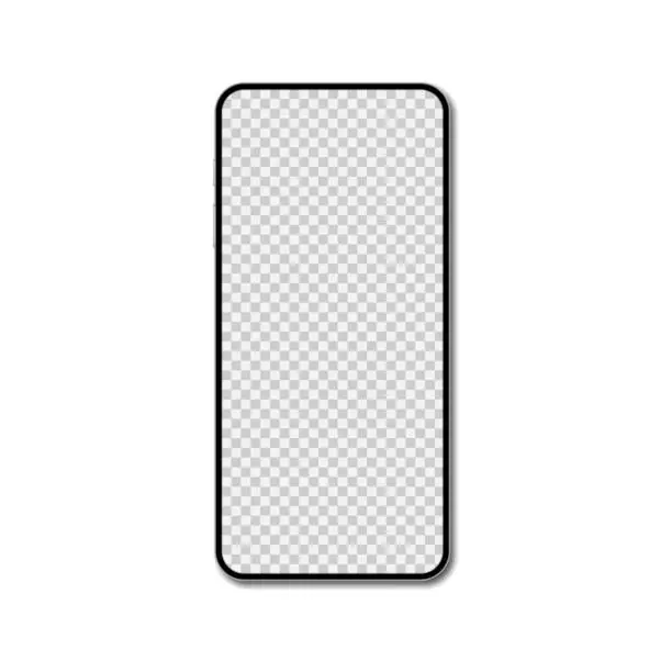 Vector illustration of Smartphone blank screen, phone mockup isolated on white background. Vector illustration.