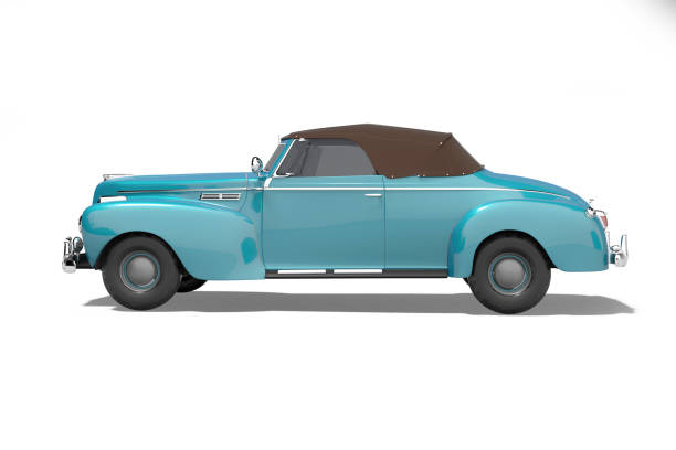 istock 3d rendering blue classic convertible leather car side view isolated on white background with shadow 1298260195