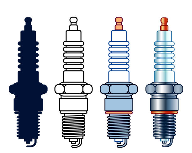 ilustrações de stock, clip art, desenhos animados e ícones de spark plug set - vela de ignição
