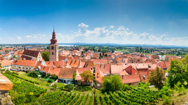 여름철에는 체코의 아름다운 마을의 붉은 지붕을 감상하며 푸른 자연을 감상할 수 있습니다. - l unesco 뉴스 사진 이미지