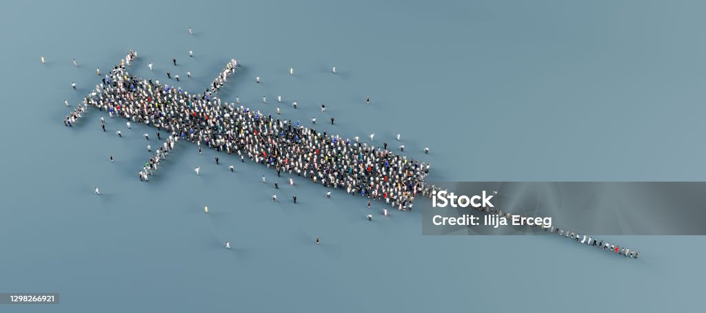 Syringe symbol made from people, mass vaccination concept background Syringe symbol made from people, mass vaccination concept background 3D Rendering Vaccination Stock Photo