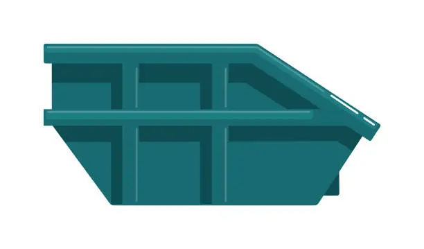 Vector illustration of Large metal skip or dumpster waste container