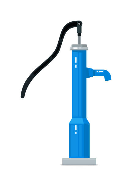 Street hand water pump with handle and faucet Street hand water pump with handle and faucet on white hand water pump stock illustrations