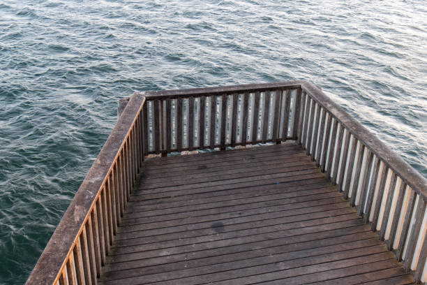 Old wooden pier, natural  woodgrain texture. Wooden dock, sea in backgrounds.