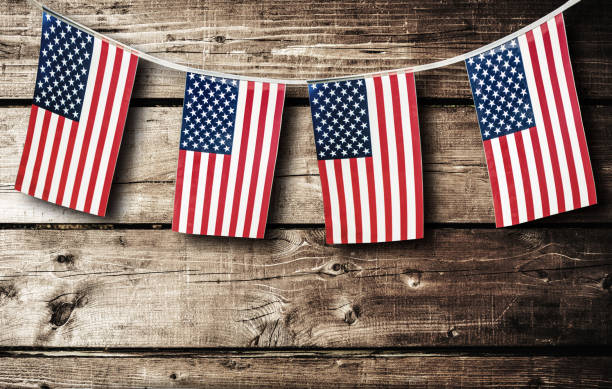 us pennant on the plank wood us pennant on the plank wood american flag bunting stock pictures, royalty-free photos & images