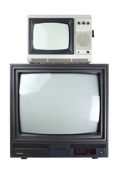 istock Two vintage televisions isolated on a white background. 1298270766