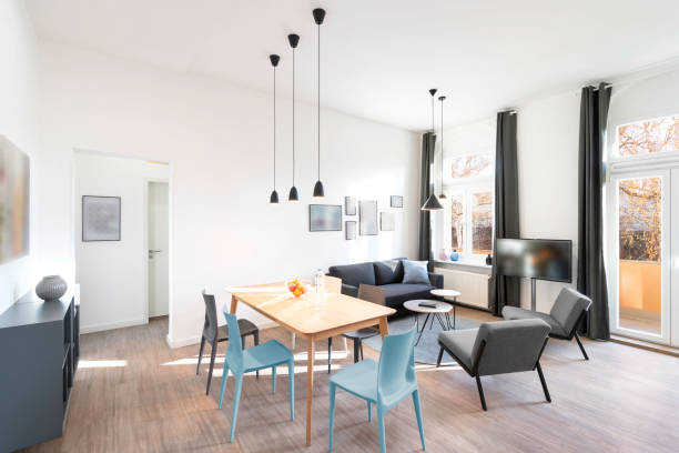 istock Modern Living Room with Dinning table and Couch Area 1298274582