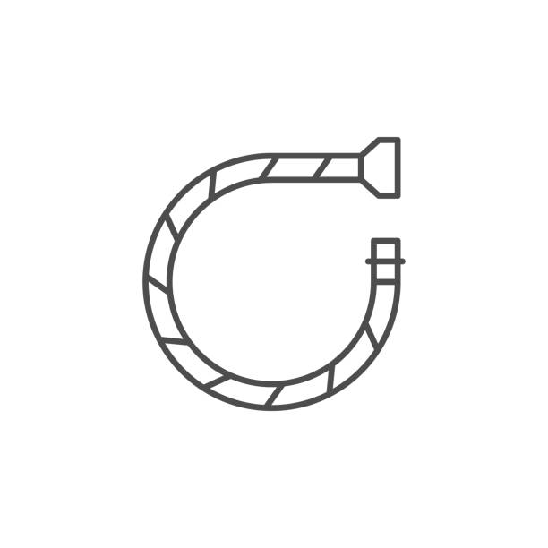 Flexible water tube line outline icon Flexible water tube line outline icon isolated on white. Vector illustration hydraulic hose stock illustrations