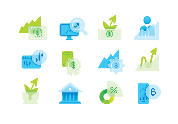 Financial markets growth icons Icons for financial growth in frosted glass style.
Editable vectors on layers. This image includes blends, gradients and transparecies. data-clarity-transparency-glass-pie-chart stock illustrations