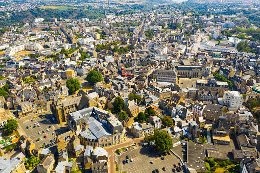 Aerial view of Saint-Brieuc city  in Brittany region of northwest France