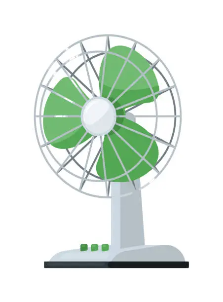 Vector illustration of Electric desk fan home appliance on white