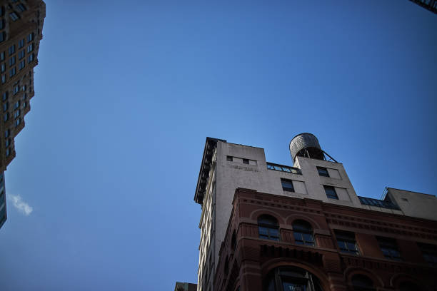 istock a building in new york with blue sky 1298277799