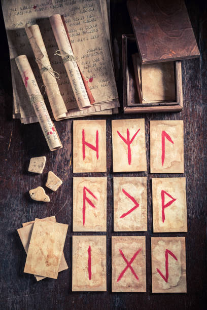 istock Extraordinary runic divination by futhark cards and rune stones 1298278330