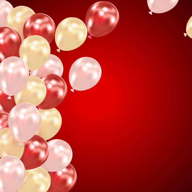 istock Dark red festive background with helium balloons. Holiday design for party, birthday, anniversary, Valentines day, wedding. Template for greeting card, banner, poster, invitation, flyer 1298279966