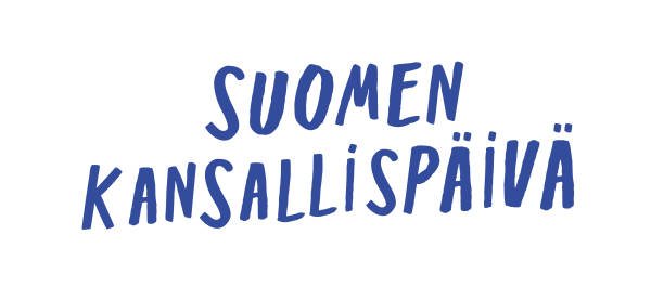 istock Handwritten Finnish Independence Day blue vector sign. Cheerful modern design. Retro inspired hand type. Suomen itsenäisyyspäivä. Design element sign. Hand lettering, capital letters, slanted narrow caps web banner social media template plain background 1298282790
