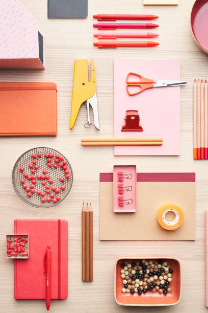 istock Bunch of office supplies on desk 1298288280
