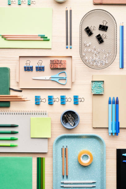 istock Set of assorted office supplies 1298288302