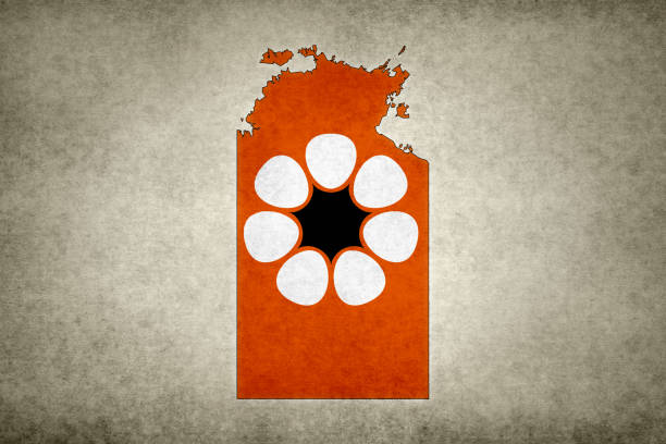mapa grunge do território do norte com sua bandeira impressa dentro - northern territory - fotografias e filmes do acervo