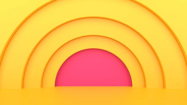 istock Yellow Half Circles with Pink Centre Abstract Background 1298293752