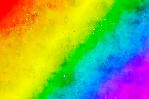 Vivid rainbow colors as watercolor painting. Colorful LGBT pride background.