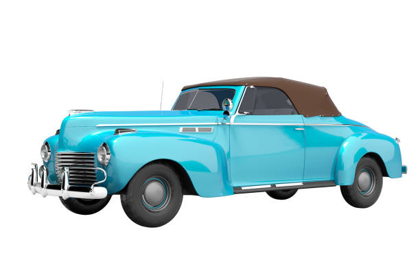 istock 3d rendering blue classic convertible leather car isolated on white background no shadow 1298301319