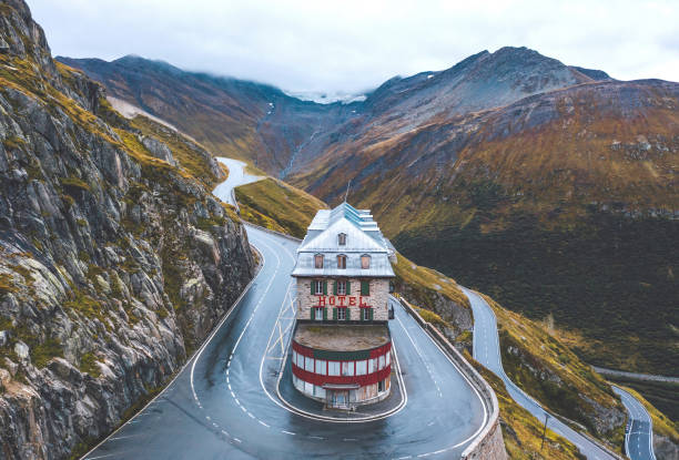 Hotel Belvédère at Furka Pass, Switzerland Old abandoned Hotel on the Furka pass in Switzerland. September 2020 furka pass photos stock pictures, royalty-free photos & images
