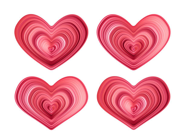 istock Set of red flow hearts. Wave color Liquid shape. Happy Valentine's Day 1298301855