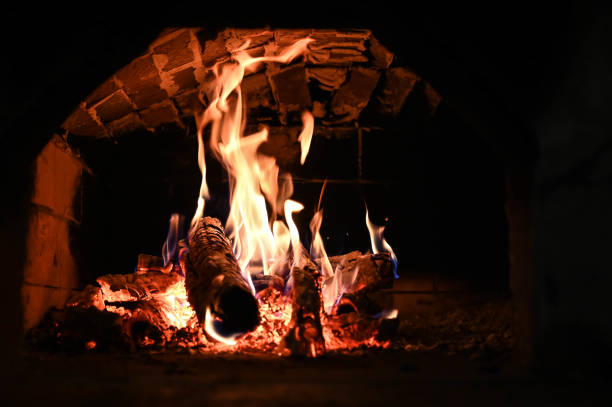 istock Burning firewood in russian oven. 1298302042